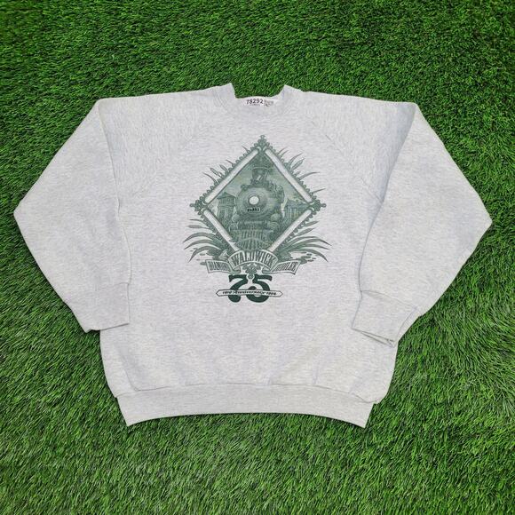 Vintage 1994 Train Sweatshirt Womens Medium 20x21 Waldwick - Picture 1 of 10